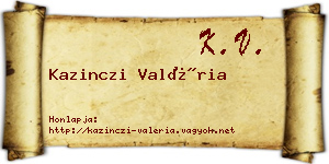 Kazinczi Valéria névjegykártya
